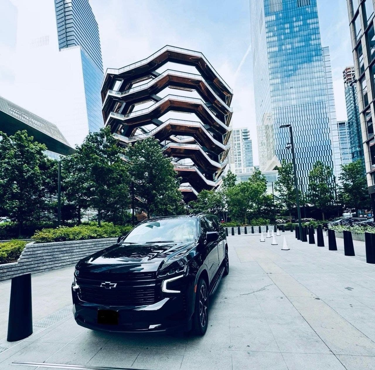 Black GMC SUV on rocky terrain